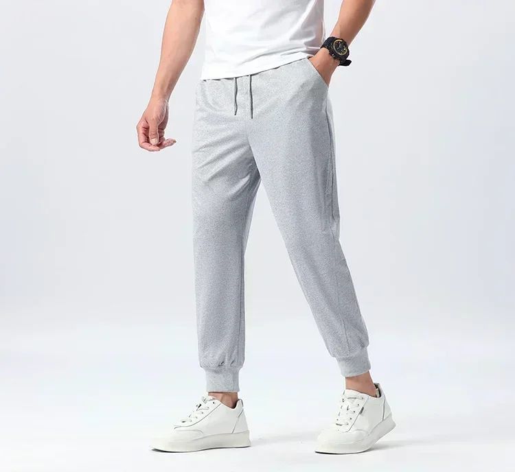Calça esportiva masculina estampada de cintura, casual para rua, adequada para esportes ao ar livre e lazer, calça para corrida pura