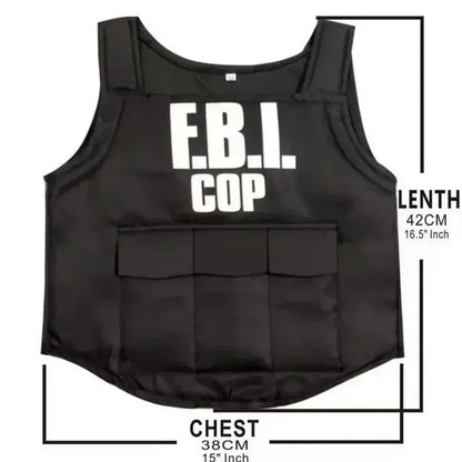 2025 Halloween Kinderen Fbi Swat Pakken Cosplay Kleding Mini Kogelvrij Vest Helm Swat Pak Set Halloween Party Dress Up