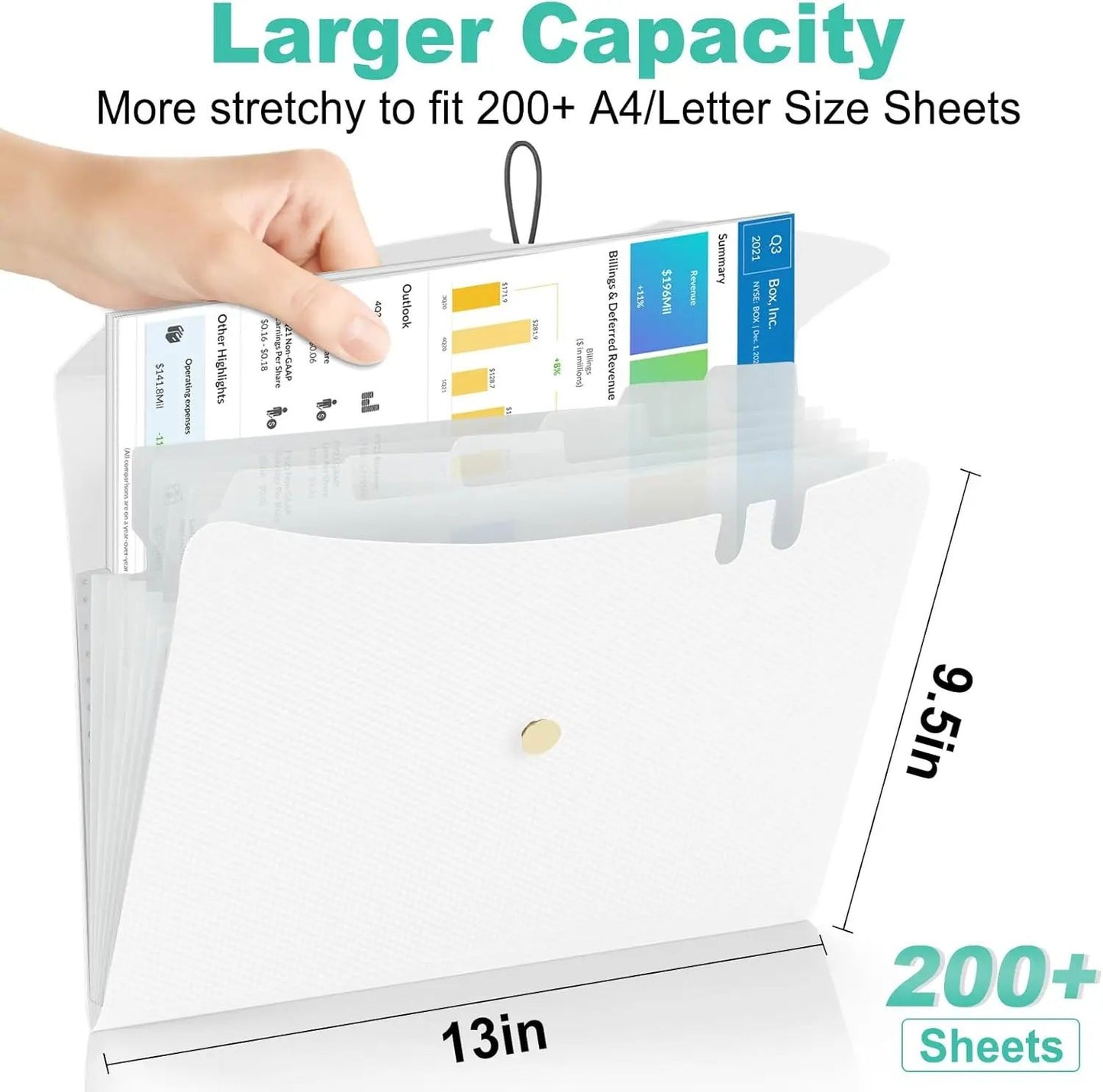 Expandable File Folder, Letter Size Organ Organizer, 5 File Pockets, Portable Organizer for School Office Supplies
