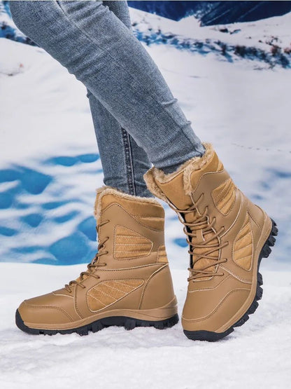 Winter Women's Snow Boots High Top Hiking Boots for Women Winter Outdoor Walking Sneakers Waterproof Plush Warm Platform Boots