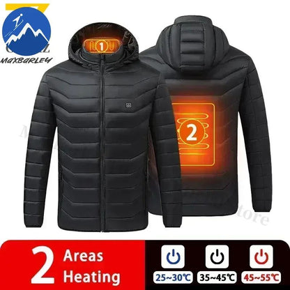 Intelligent Electric Heated Jacket Men Winter Warm Parka 3 Modes Adjustable Anti-Cold Ski Outdoor Camping Hiking Thermal Coat