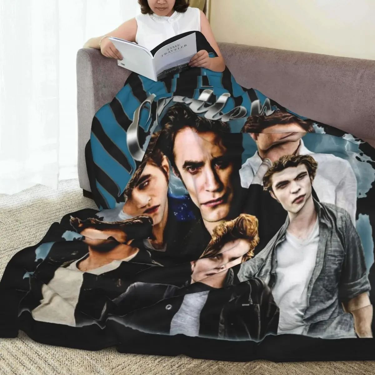 Edward Cullen Retrô 90 Homenagem Crepúsculo Cobertor Robert Pattinson Lã Mantas Para Viagem De Avião Macio Quente Colcha