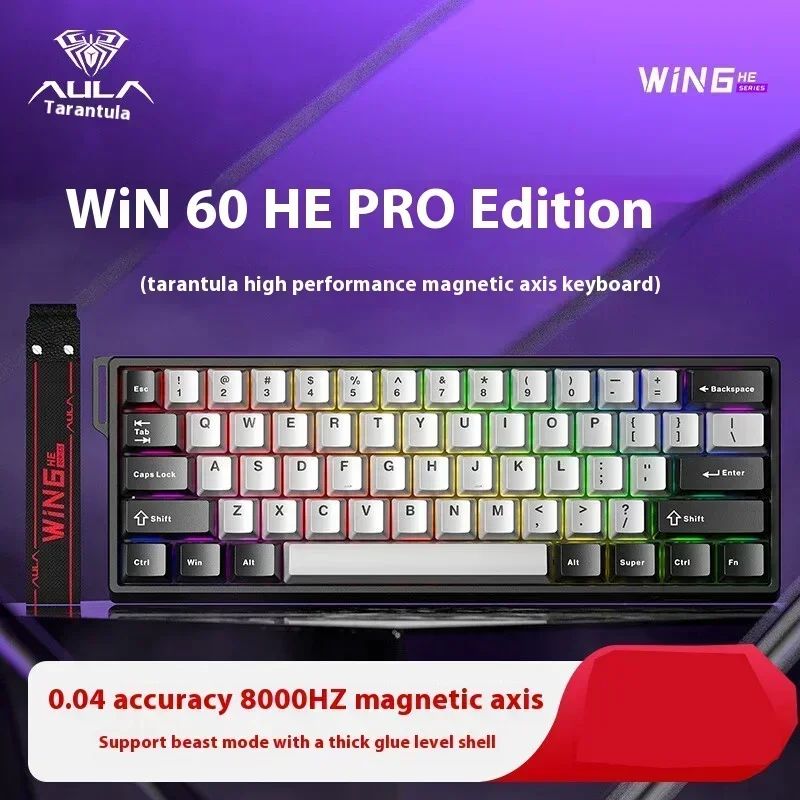 Teclados Win60 Win68 Aula com Teclas Magnéticas 8K, Teclado Mecânico para Jogos, Teclado com Fio para Esports com Luz RGB e Hot-Swap para PC Gamer (Presente)
