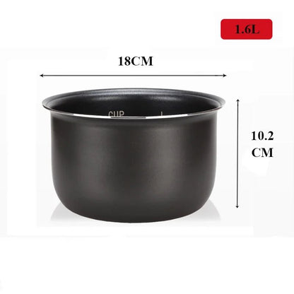 Forro para Panela de Pressão Elétrica 1.6/3/4/5/6L Panela de Arroz Antiaderente Panela Interna de Cristal Preto Acessórios Peças da Panela apenas para Midea