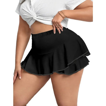 Plus Size 1XL-5XL New Women's Skirts Sexy Pleated Home Skirts Skirts with leggings Solid color skirts