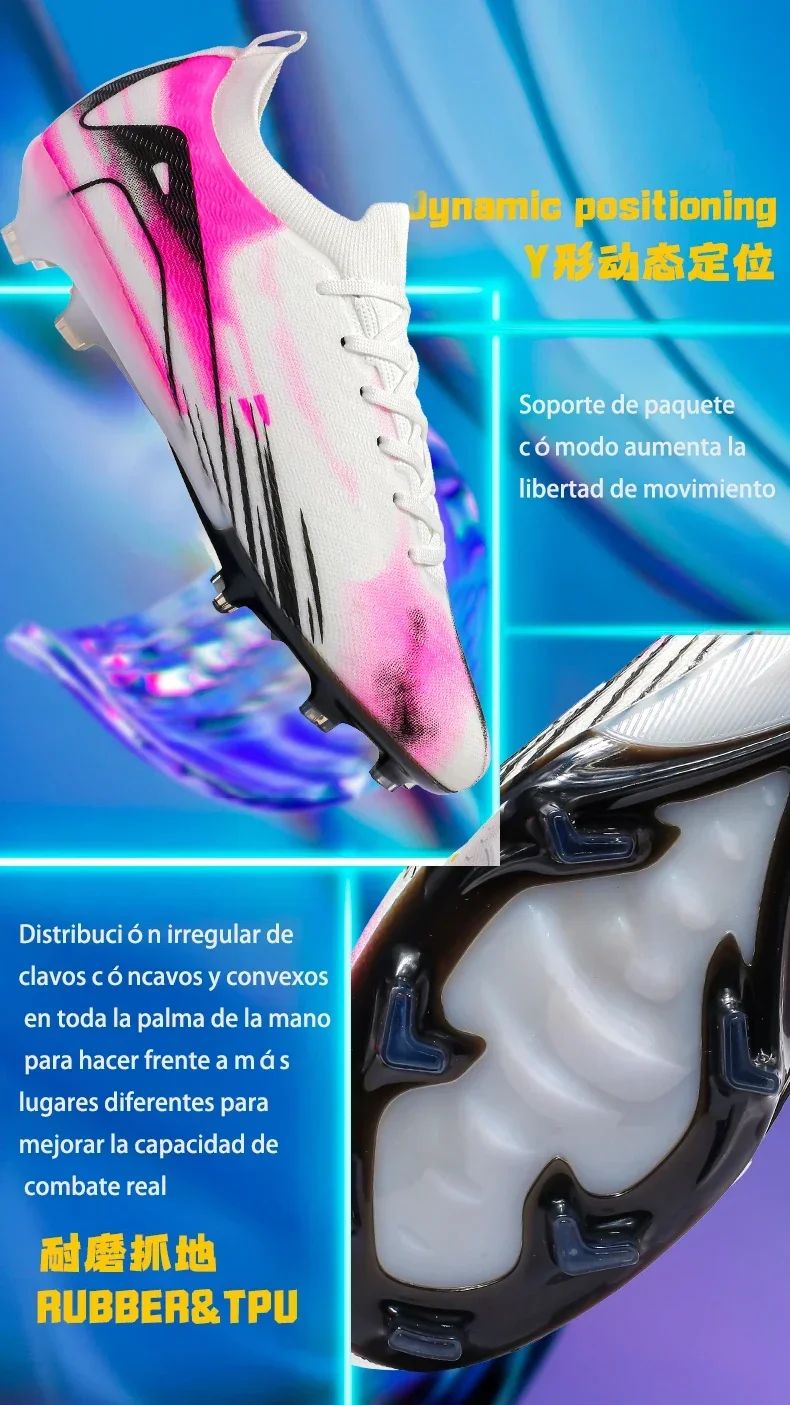 New Men Football Boots Cleats Outdoor Soccer FG Ultralight Match Soccer Shoes Training Shoes Drop Shipping Non-Slip Long Spikes