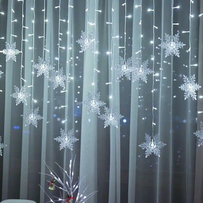 Solar Ice Strip Snowflake String Light Christmas Tree Decoration Light Winter Festival Light for Christmas Halloween Decor