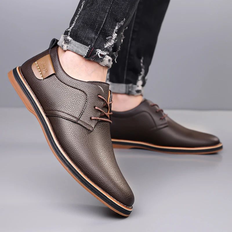 Men's Solid-Color Striped Business Formal Shoe Fashionable And Comfortable Oxford Shoe New Autumn Winter Casual Dress Party Shoe
