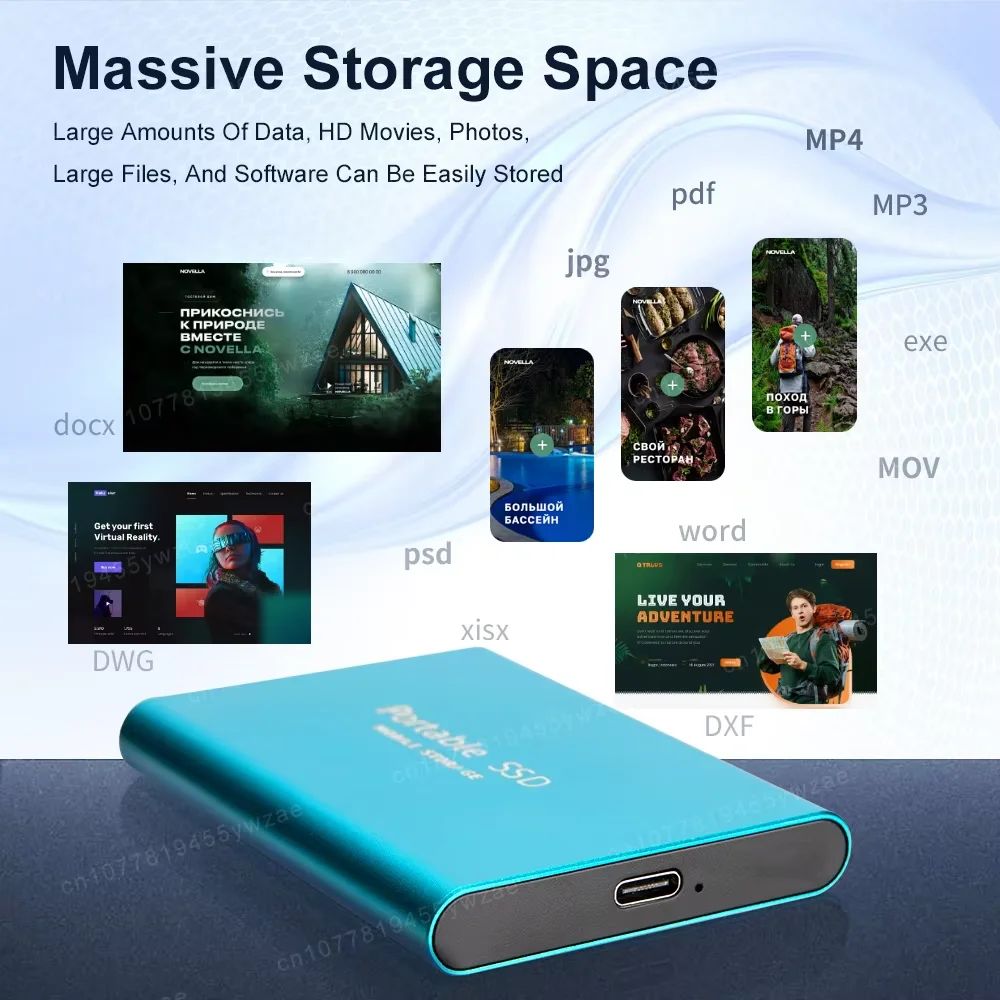 SSD Portátil de Alta Velocidade 16TB Unidade de Estado Sólido Externa 1TB 2TB Disco Rígido Potente 4TB SSD Ultrafino para PC/Laptop/Mac/Telefone