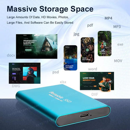 SSD Portátil de Alta Velocidade 16TB Unidade de Estado Sólido Externa 1TB 2TB Disco Rígido Potente 4TB SSD Ultrafino para PC/Laptop/Mac/Telefone