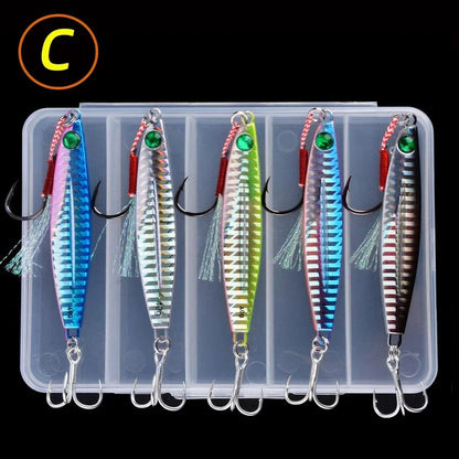5 unidades de isca artificial de pesca de metal 7g-40g, isca rígida para trolling, isca de pesca para baixo, tralha de pesca de truta, jigs de pesca de truta, iscas de água salgada