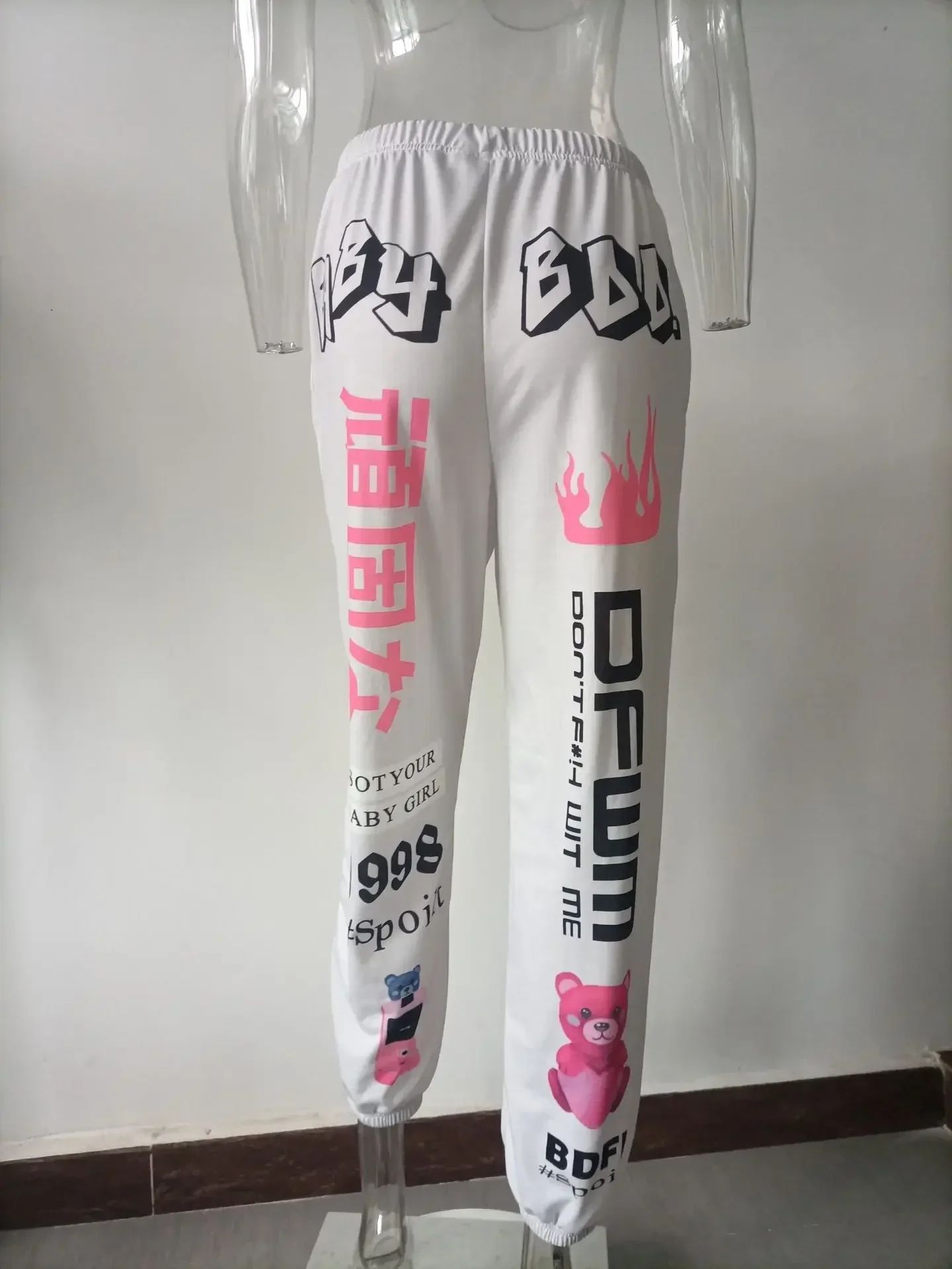 Summer New Printed Fashion Elastic Waist Sports Casual Harlan Pants for Women