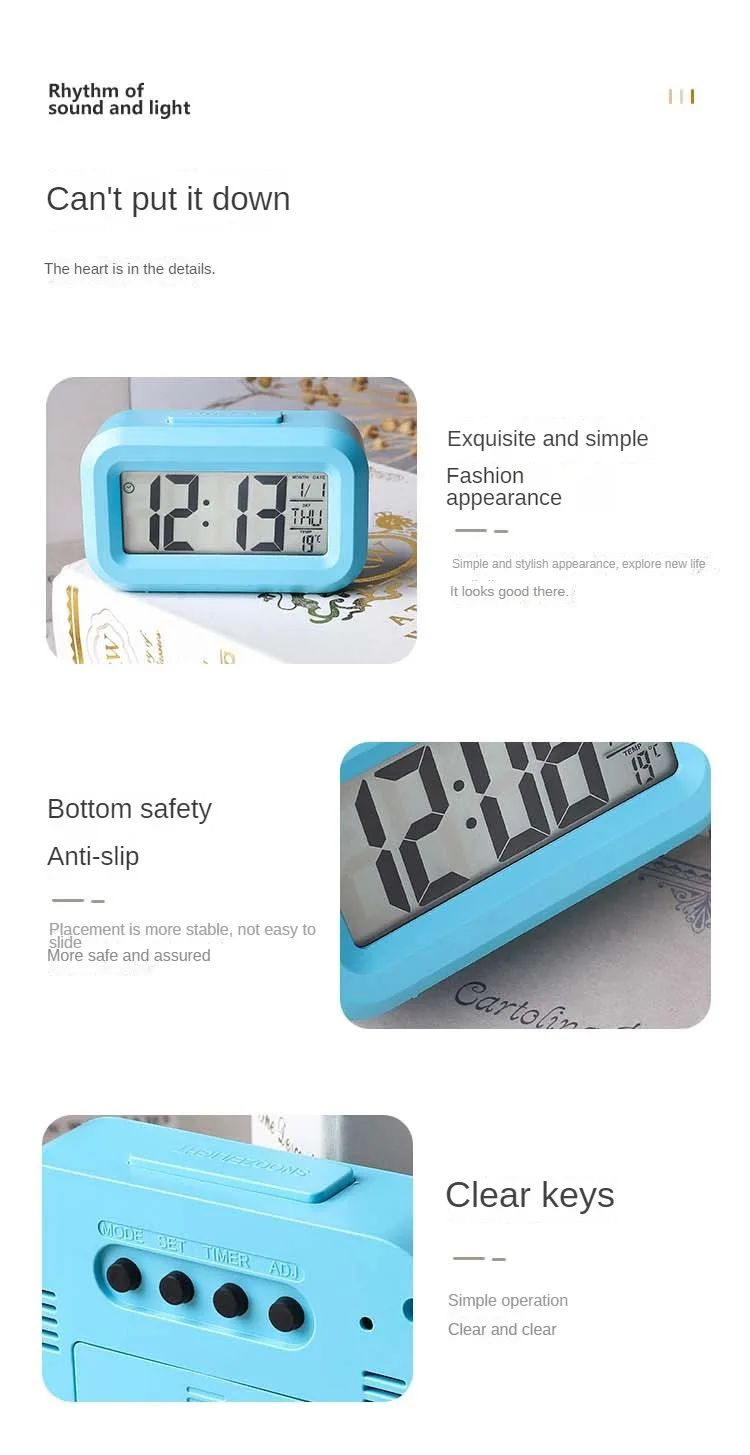 Desk Decorations Table Clock Bedroom Decoration Led Digital Alarm Clock Data Times Calendar Electronic Multi-function Desktop