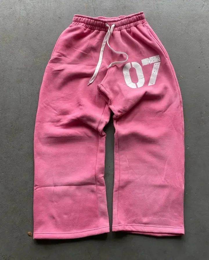 Tie Dye Sweatpants Fashion Y2K Retro Men's and Women's Hip Hop Letter Loose Casual Stretch Waist Jogging Pants