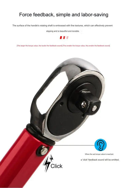 Chave de Torque 10-210N.m 1/2" com Catraca Reversível de Precisão Profissional para Bicicleta, Moto e Automóveis