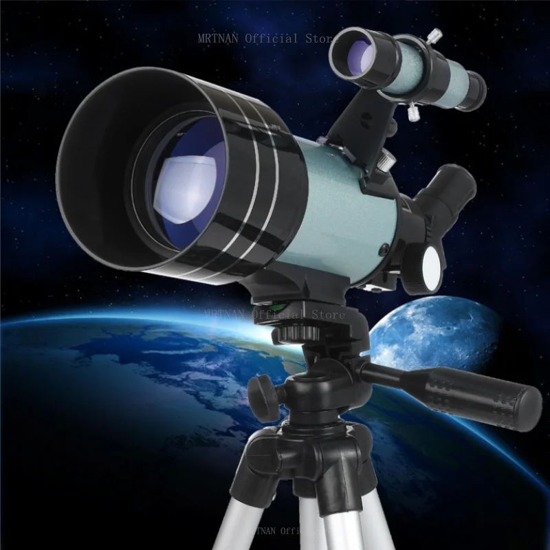 Telescópio Astronômico 150X, Telescópio Refrator Portátil de Viagem com Abertura de 70mm com Adaptador de Celular para Observação de Estrelas e da Lua