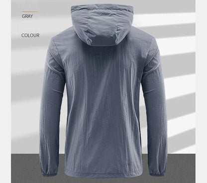 UPF50+ Summer Outdoor Quick Dry Sun-Protective Thin Jacket Men Hiking Fishing Cycling Hooded Gym Sport Ultra Light Windbreaker