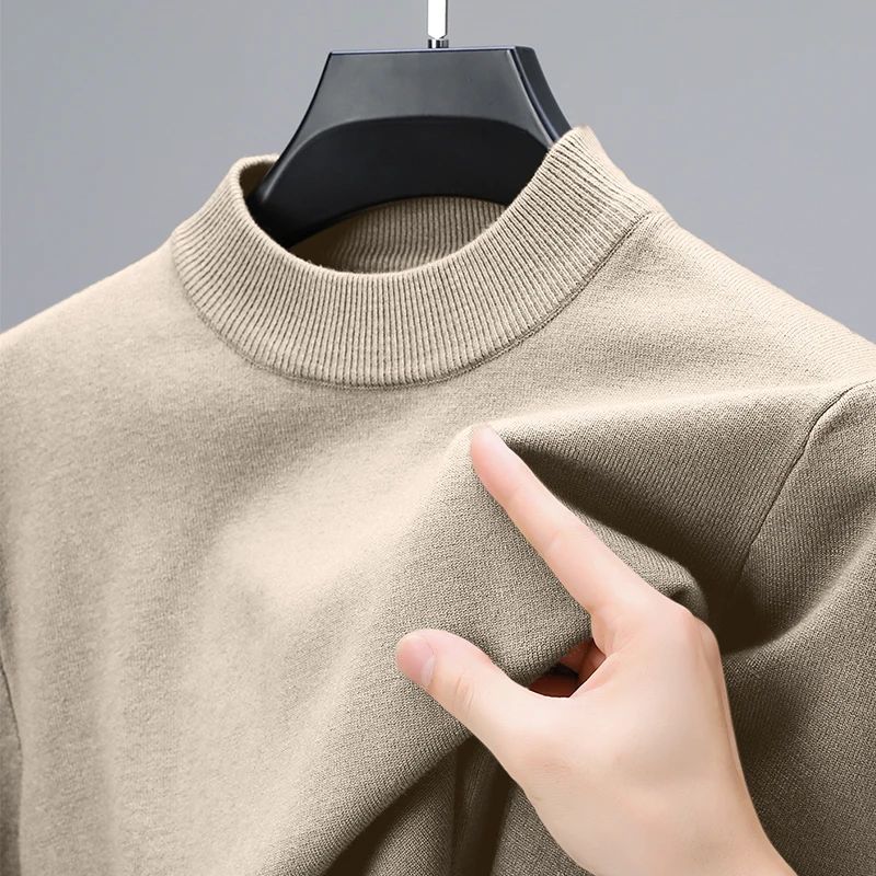 Half Turtleneck Knitwear Sweater New Autumn/Winter Mock Neck Sweatshirts Solid Color Pullovers Man Brand Casual Mens Clothing