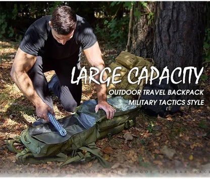 Mochila Tática Militar de 60L Masculina para Viagem, Grande Capacidade, Impermeável, Esportiva ao Ar Livre, Bolsas Multifuncionais
