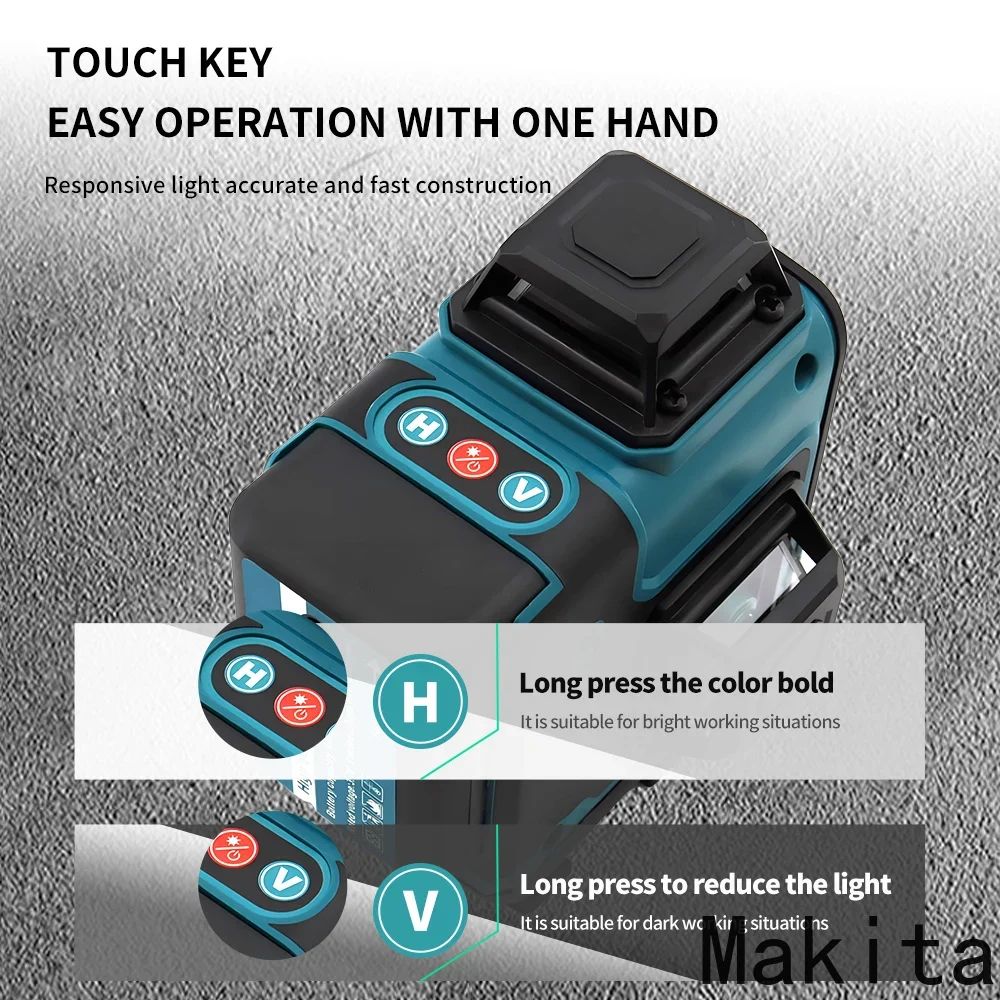 Nível a Laser Makita 16 Linhas Profissional Horizontal Vertical Laser Verde Automático 360° Autonivelante Nível a Laser Ferramentas de Construção