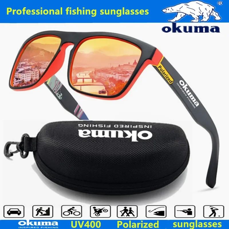 Óculos de sol polarizados Okuma UV400 para homens e mulheres, para caça ao ar livre, pesca, ciclismo, óculos de sol, caixa opcional