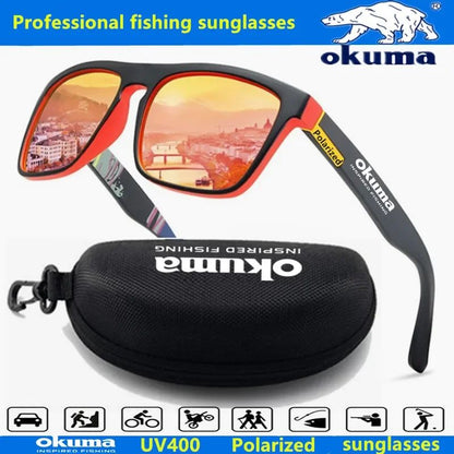 Óculos de sol polarizados Okuma UV400 para homens e mulheres, para caça ao ar livre, pesca, ciclismo, óculos de sol, caixa opcional