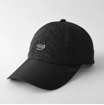 SS25 Korean Baseball Cap with Letter Embroidery & Gingham, Quick-Dry Minimalist Casual Unisex Hat for Daily Use