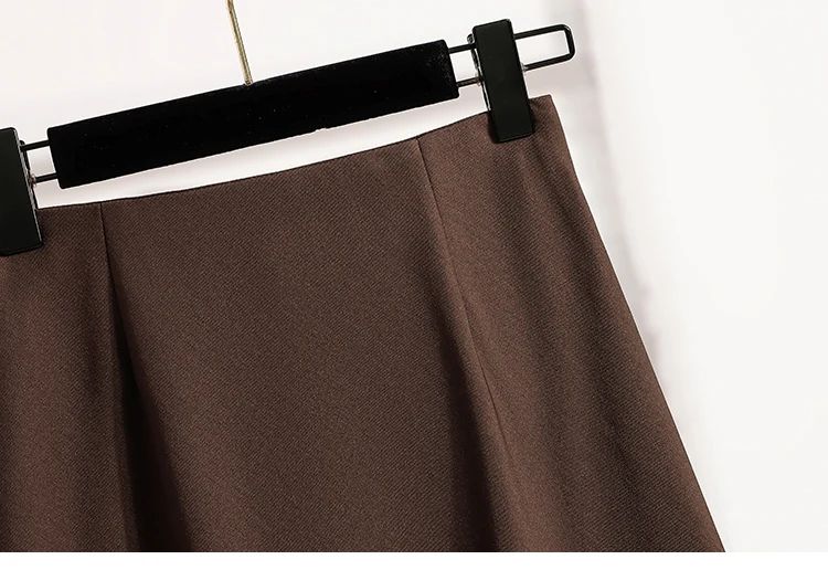 A-Line Mini Skirt High Waist Mid Length Skirts Women's Slimming Black Autumn Elastic Waist Design Solid Color Versatile Skirt