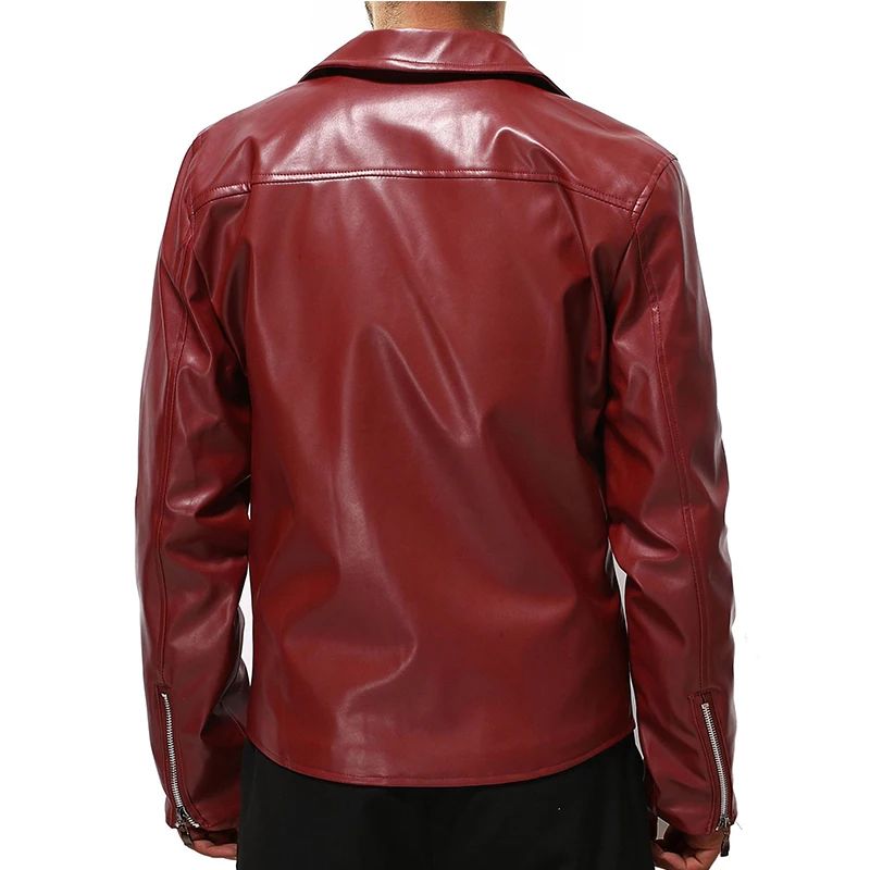 Fall and Winter New Men's Leather Jacket Fashion Handsome Lapel Motorcycle Leather Jacket Rock Punk Tops