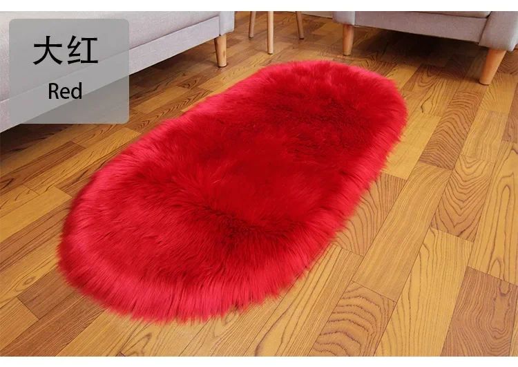 Super Soft Plush Oval Rug Mat Fluffy White Carpets for Living Room Home Decor Bedroom Kid Room Decoration Salon Thick Pile Rug