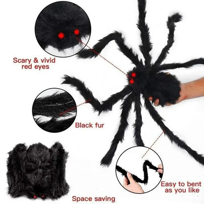 3/2/1pcs Halloween Decor Giant Black Plush Spider Halloween Party Bar Haunted House Horror Props Outdoor Scary Large Spiders
