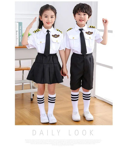 2025osplay Costumes pour enfants, uniforme de pilote d'avion, vêtements de classe de profession