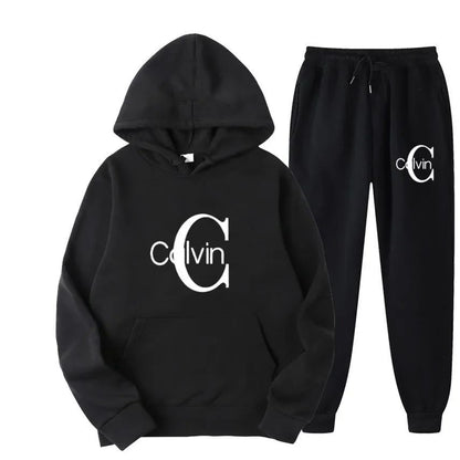 The new men's sportswear brand set of casual sportswear, men's autumn and winter set hoodie + long pants for warmth