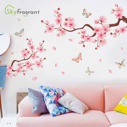 Ink Wall Stickers Wash Peach Blossom For Living Room Bedroom Home Flower Background Wall Decor Self-adhesive Sticker Wallpaper