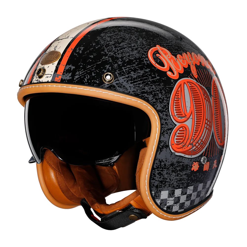 Capacetes Cyril para Motocicletas Acessórios 3/4 Abertos Leves Certificado DOT Segurança Retrô Cascos Moto Capacete