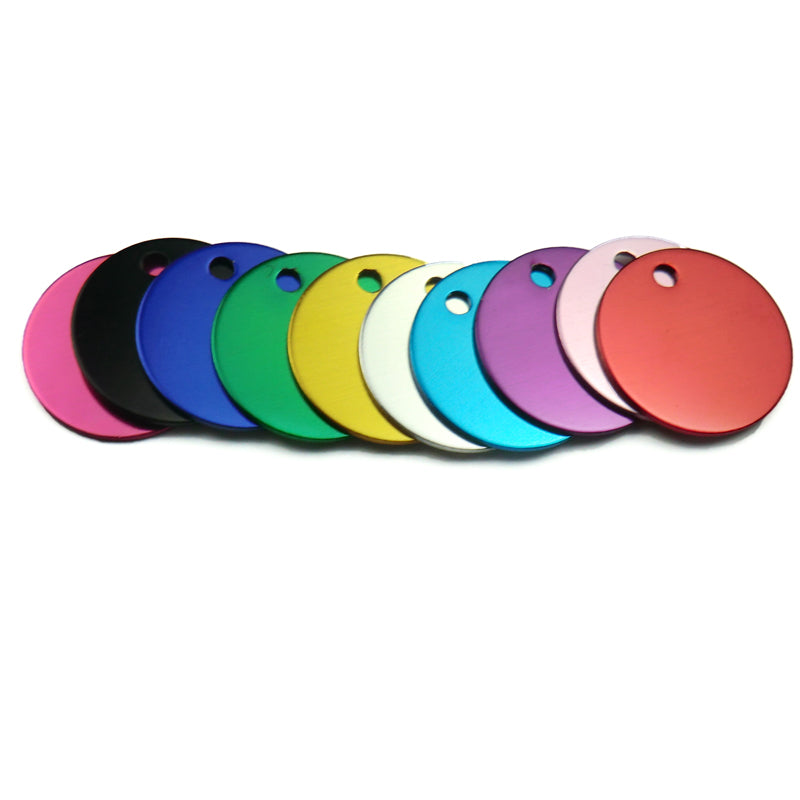 Wholesale 100Pcs Round Tags Dog Pet Id Tags Aluminum Anodizing NamePlate Engraved Dog Number ID Tag Card Charm Personalized