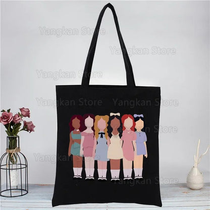 New Hot Top Fashion Bag KATSEYE Korean Shopping Bag Print Original Design White Unisex Fashion Travel Canvas Bags