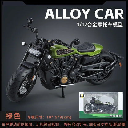 1:12 Harley SPORTSTER S Moto Alta Simulação Liga de Metal Fundido Modelo de carro Luz e Som Ornamentos Essenciais