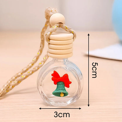 Pingente de Frasco de Perfume de 10ml Decoração de Espelho Retrovisor de Carro de Natal Frasco de Vidro Vazio Frasco de Óleo Essencial para Aromaterapia