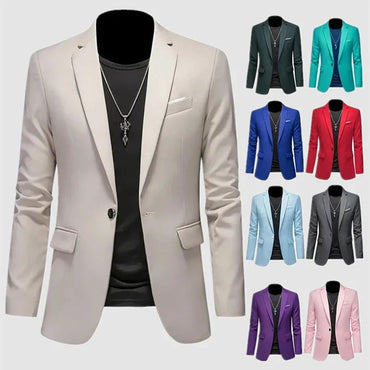 New Men Business Casual Blazer Solid Color Wedding Suit Jacket Dress Work Clothes Oversize Coats Male Brand Clothing Tuxedo