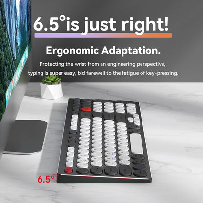 98-Key Ultra-Thin Aluminum Silent Keyboard with Scissor-Switch, Tri-Mode BT/2.4G/Type-C Connectivity&Ergonomic Design for Typing