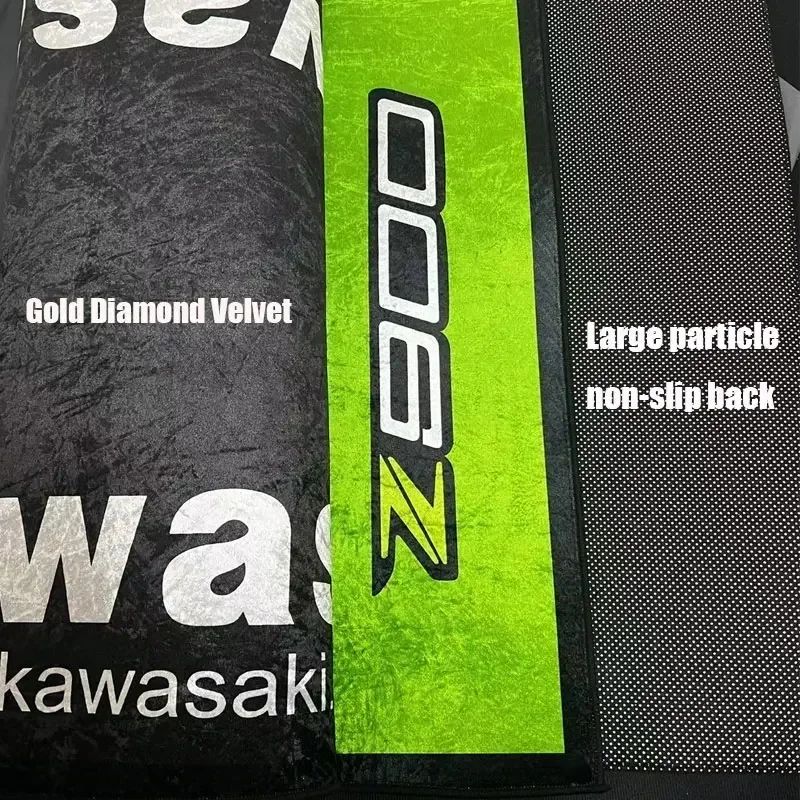 Garage Mat Motorcycle Carpet Racing Cool Moto Display Kawasaki Carpet for Kawasaki Motorcycle Area Rug Anti-slip Floor Decor Rug