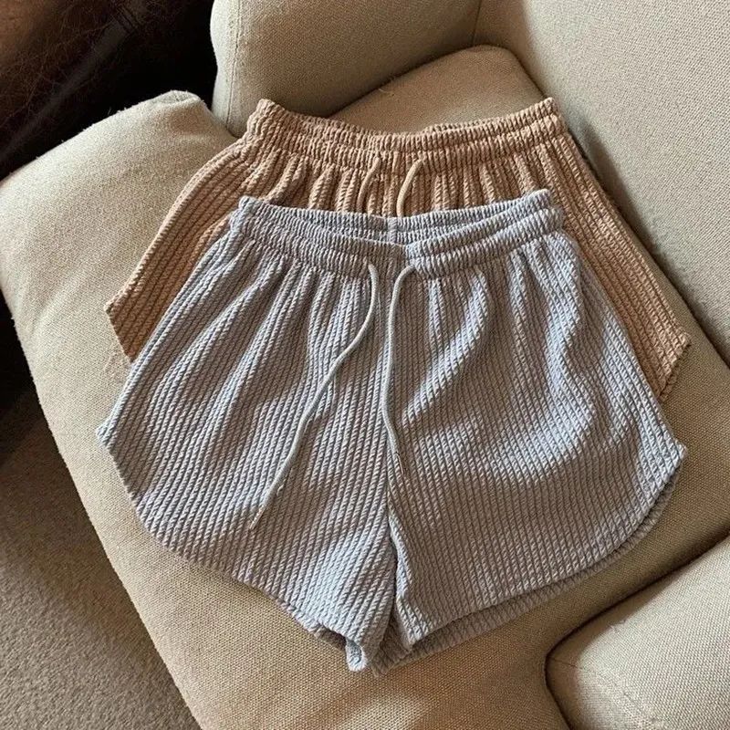 Women Shorts Summer High Elastic Lace Up Drawstring Wide Leg Sweat Short  Shorts for Women  Women Clothing  Womens Shorts