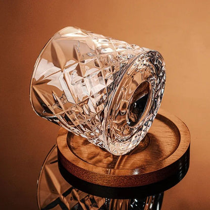 Copo de Uísque com Base, Copos de Uísque de Cristal Giratórios, Taça de Vinho e Brandy para Bar e Casa