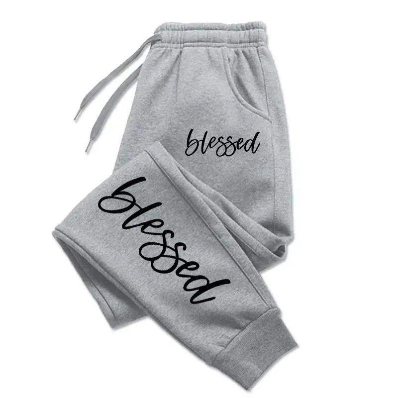 Autumn Woman Man Casual Loose Sweatpants Letter Printed Fitness Pocket Drawstring Sport Pants Fleece Warm Jogging Sportswear
