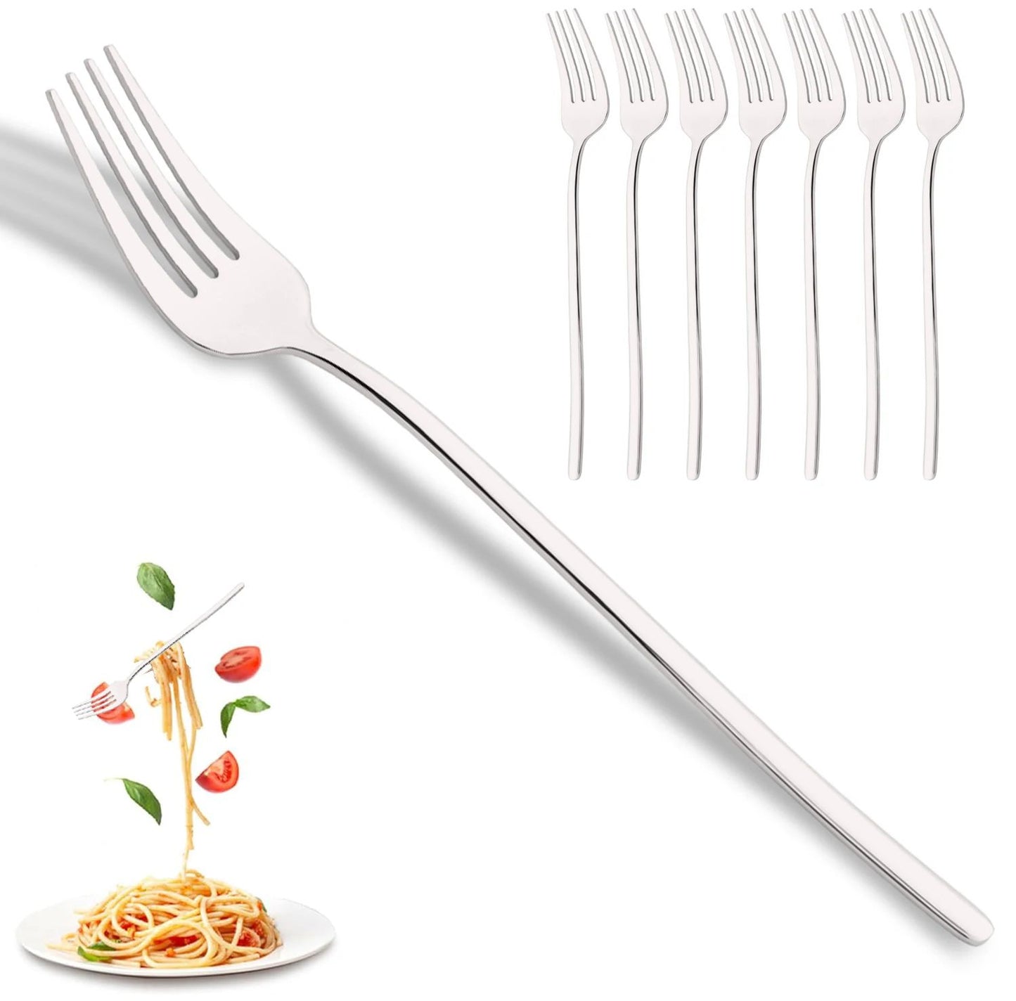 8 Garfos de Jantar Pretos Talheres Aço Inoxidável 18/10 Utensílios de Cozinha Ocidentais Conjunto de Garfos para Restaurante