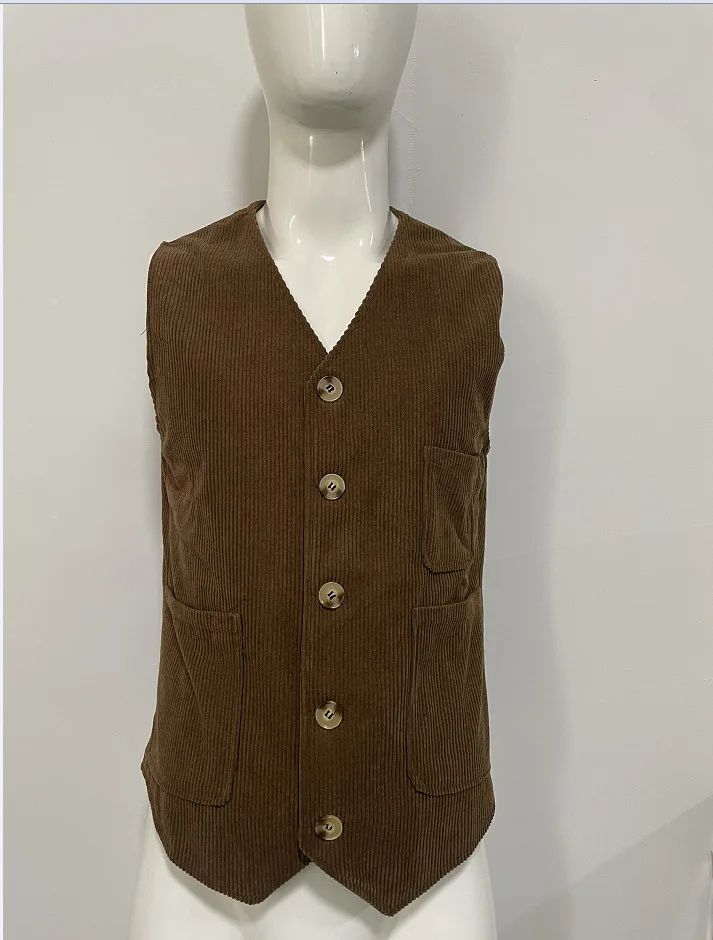 European and American Business Men's Casual Outerwear for Spring and Autumn, Fashion Button Slim Fit Corduroy Suit Coat S-XXXL
