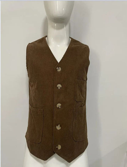 European and American Business Men's Casual Outerwear for Spring and Autumn, Fashion Button Slim Fit Corduroy Suit Coat S-XXXL