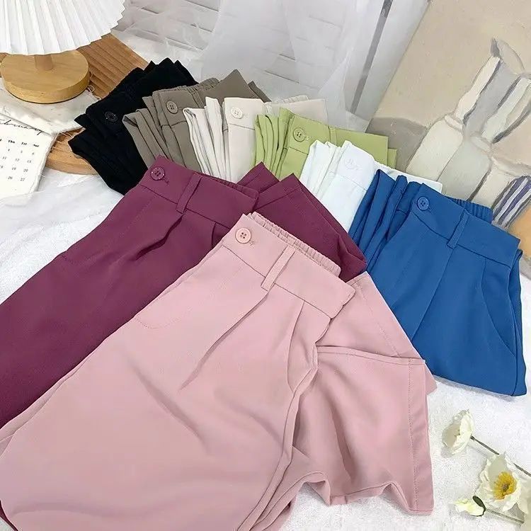 Korean High Waist Nine Point Trousers Female Fall Summer Casual Loose Office Lady Suit Pants Fashion Solid Color Work Pant New