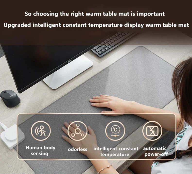 Intelligent Electric Heating Mouse Pad Winter Hand Warmer Computer Desk Heated Mat Office Desk Warming Pad Keyboard Table Mat